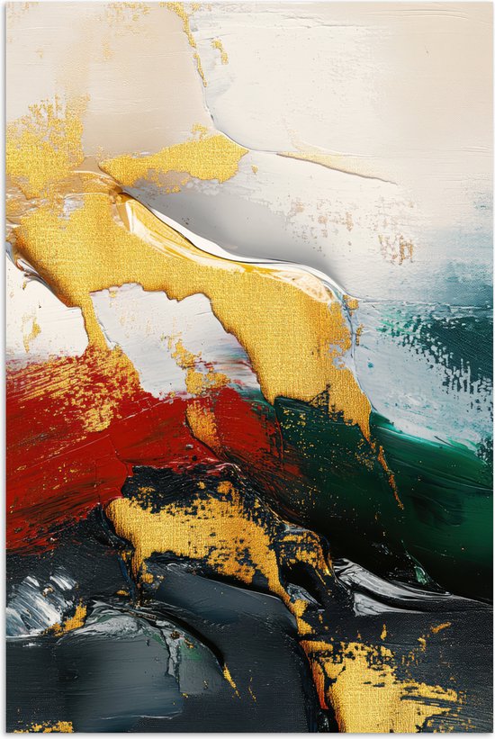 Poster 60x90 cm - Modern - Kerst - Abstract - Goud - Posters - Kamer decoratie - Wanddecoratie woonkamer - Kerstdecoratie voor binnen - Kerstversiering - Kerstmis versiering in huis - Kerstaccessoires