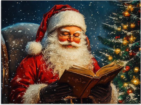 Poster 120x90 cm - Kerstman - Kerst - Winter - Kerstboom - Posters - Kamer decoratie - Wanddecoratie woonkamer - Kerstdecoratie voor binnen - Kerstversiering - Kerstmis versiering in huis - Kerstaccessoires