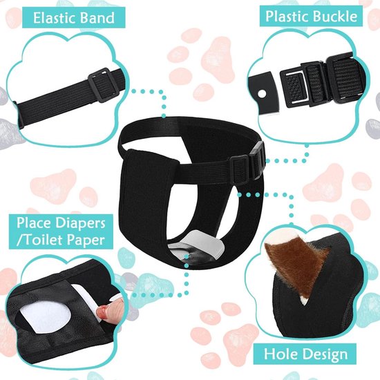 2 stuks herbruikbare hondenluiers met 6 hygiënepads, wasbaar voor teven bij maandelijkse bloeding, wasbare beschermende broek, milieuvriendelijk, zwart en blauw (XL