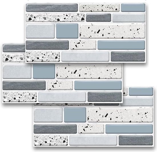 RE-COVERTILES - Tegelstickers Badkamer en Keuken 10 Pcs 20x20 cm - PS00009 Wanddecoratie van PVC Waterbestendig Tegels Mozaïek Cementtegels in Azulejos-stijl