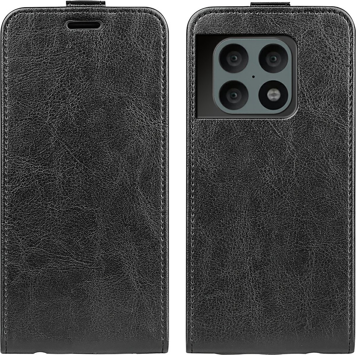 Cazy hoesje geschikt voor OnePlus 10 Pro - Flip Case met Pasjeshouder - Zwart