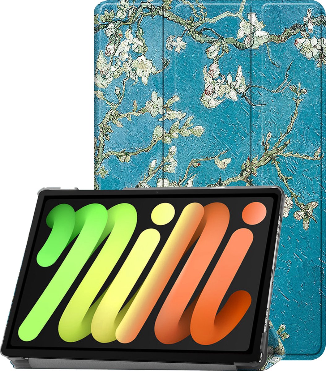 Hoesje - Geschikt voor Apple iPad Mini 7 (2024) - 8.3 inch - 7e Generatie - Dun & Stevig - Trifold Bookcase - Hard Cover - Hardcover Book Case - Tablet Hoes - Bloesem