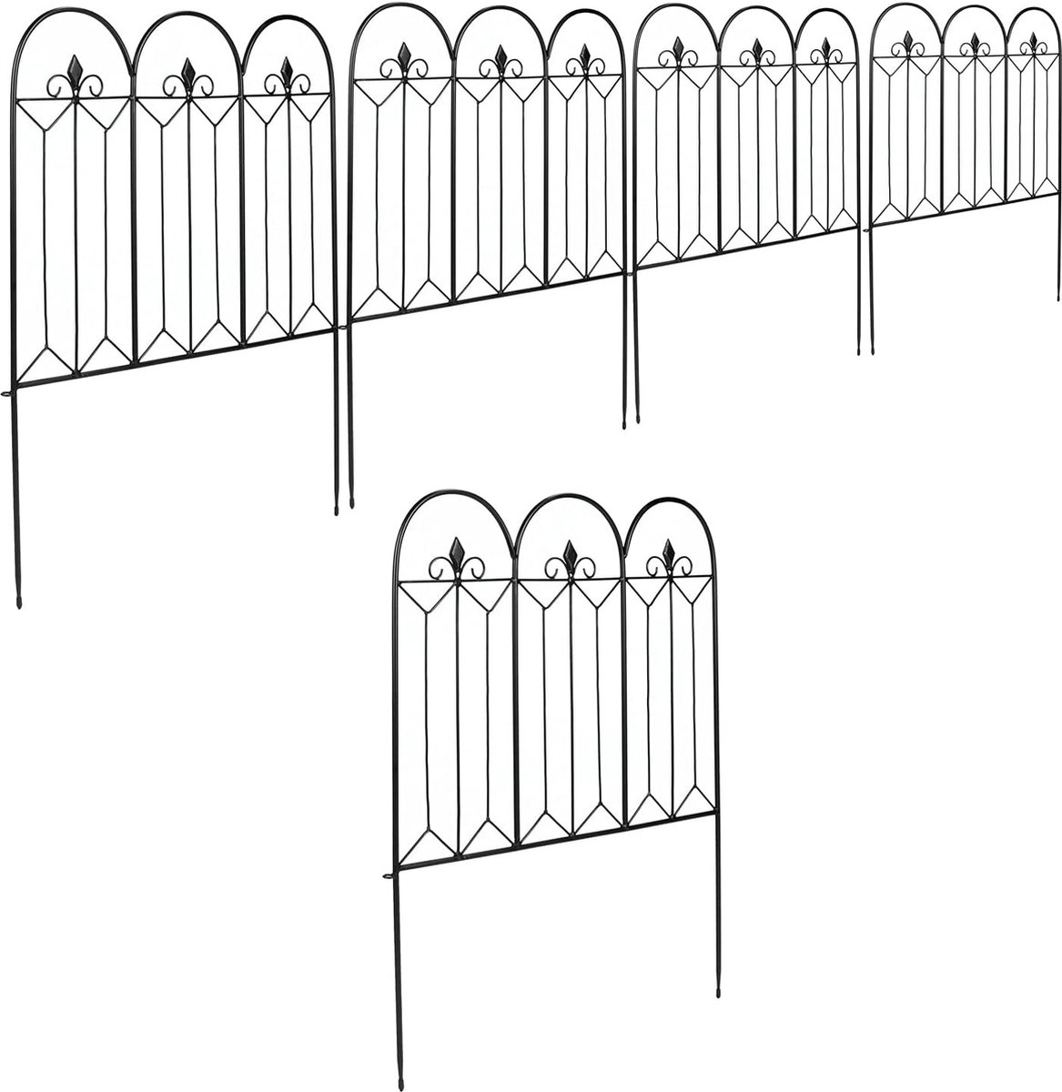 JGS ® Metalen Decoratieve Tuinafscheiding voor Bloemperken en Boomomheiningen - Set van 5 Panelen