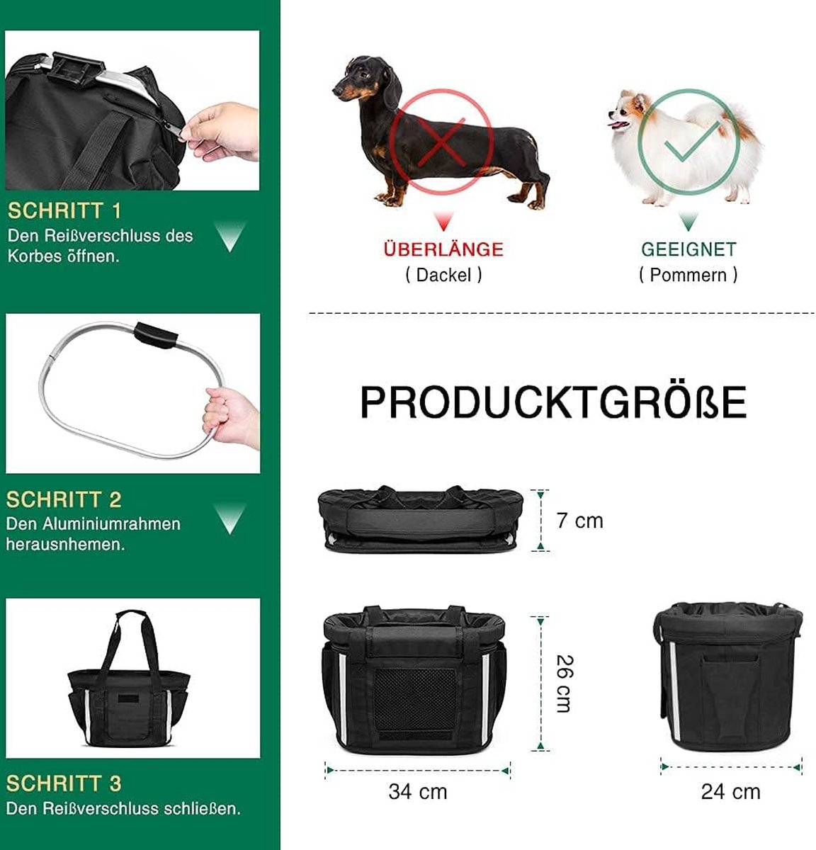 Equivera Fietsmand Hond - Fietstas Hond - Fietsmand Hond Voorop - Hondenfietsmand - Hondenfietstas - Fietstas Hond Voorop