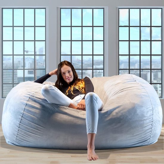 Charlie & Finn LE PLUS GRAND SAC IMPOSSIBLE EN EUROPE ! - Pouf Premium XXL - Pouf géant avec rembourrage en mousse à memory - 1500 l - Grijs Argent