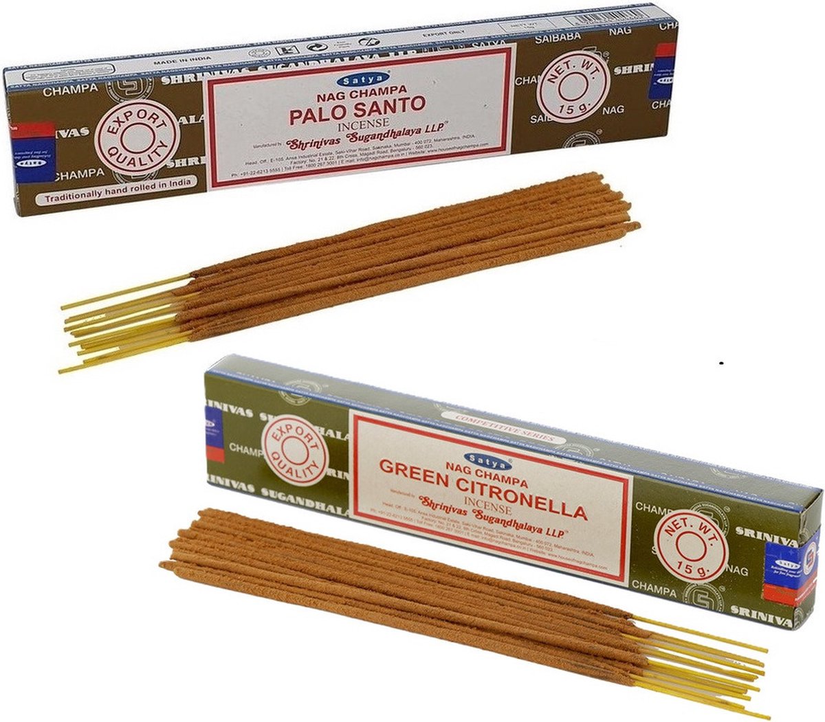 Satya Wierook cadeau set - 2x geurstokjes - Palo Santo en Citronella geur - Meditatie Lime