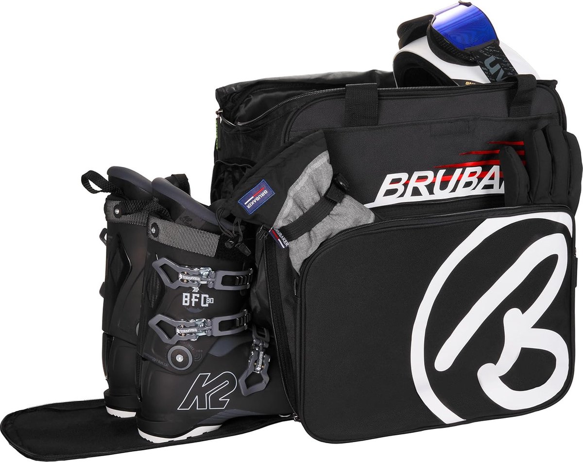 BRUBAKER Super Champion skischoentas, helmtas, skischoenrugzak, rood, zwart