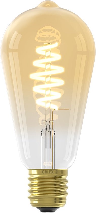 Gouden Edison-lamp met spiraalvormige gloeidraad.