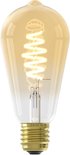 Gouden Edison-lamp met spiraalvormige gloeidraad.