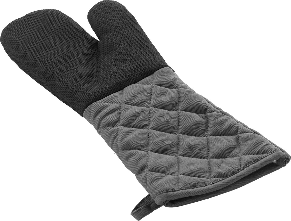 Wicotex - Ovenhandschoen - Ovenwanten Kleur Grijs Zwart 40x18cm - Hittebestendig - Antislip met Silicone