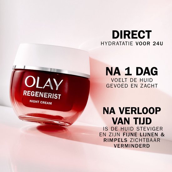 Olay Regenerist Nachtcrème - Actief verstevigende hydraterende gezichtscrème met Niacinamide - Parfumvrij - 50 ml