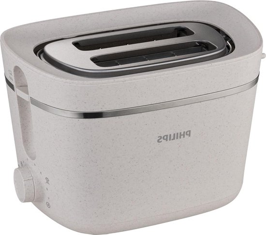 Broodrooster Eco Conscious Edition - 2 Sleuven - 8 Standen - Opzethouder - Ontdooifunctie - Gemaakt van Gebruikt Frituurvet - Zijdemat Wit - Philips HD2640/10