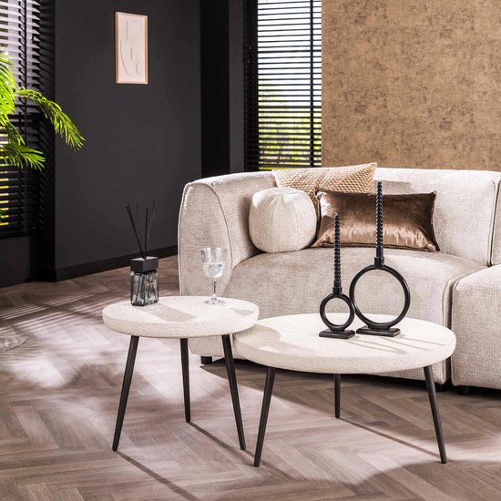 Table basse set de 2 Sylas pierre blanche