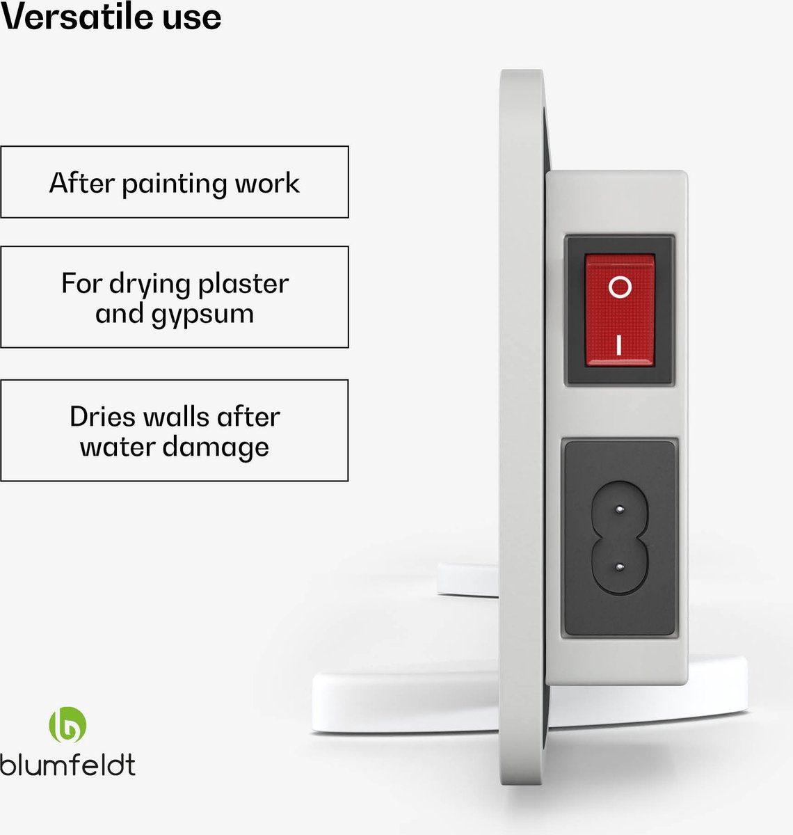 Blumfeldt infraroodheizung Für Die Wand – 2x50W Keramik-Wand und Standheizung, IP24, Energieeffizient, Trocknet Wände und Farben, Anschließbar für Höhere Leistung, Ideal für Bau und Renovierung