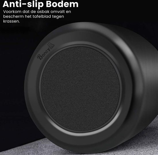 Boncy® Premium Asbak met Deksel - Zwart RVS - Asbakken voor Buiten en Binnen - Asbak Auto - Terras Grote Stormasbak Weersbestendig