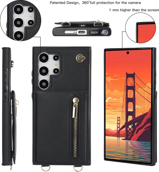 SHIELDON Beschermhoes voor Galaxy Ultra 6,9 inch, leren portemonnee