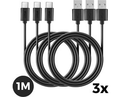 USB C Oplaadkabels (3 Stuks) – Samsung Oplaadkabel USB-A naar USB-C. Geschikt voor Samsung en Andere USB-C Apparaten – Zwart – WiseQ