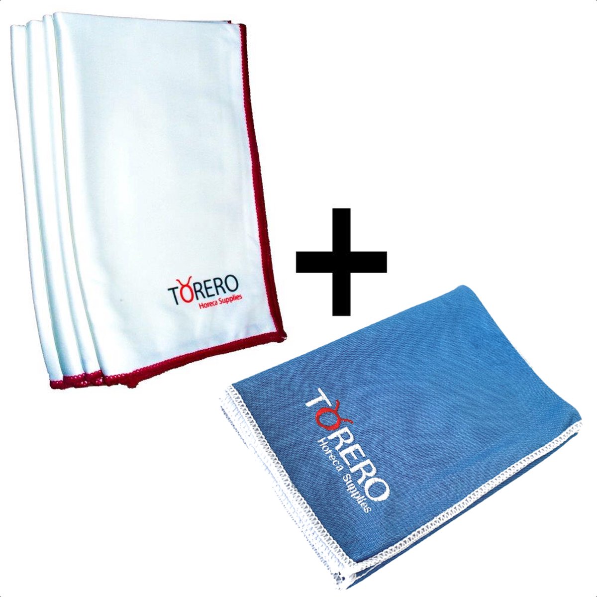 Goedkoopste Torero Horeca Nanovezel Doeken - Theedoeken & Glasdoek - Blauw Wit - 70x50 cm