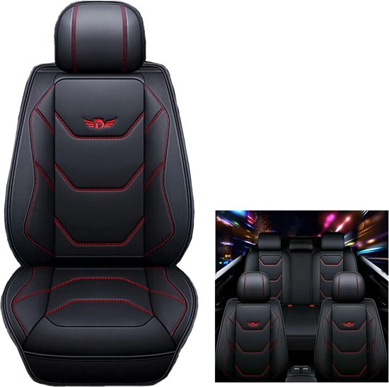 Zwarte universele autostoelhoes van kunstleer, set autostoelhoezen, accessoires voor het interieur van auto's, vrachtwagens, bestelwagens, SUV's, grijs