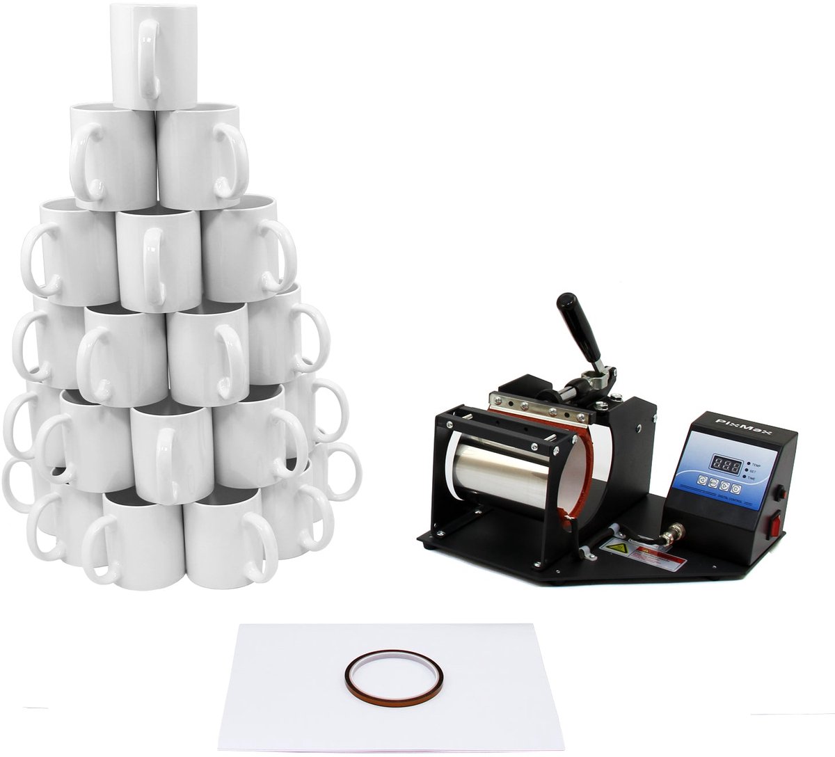 PixMax Sublimatie Mokkenpers & 72 Mokken