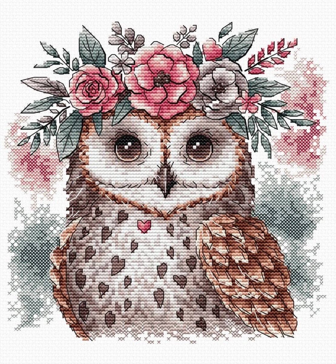 Borduurpakket AVA stitch - The Owl and his natural Headband - De uil en zijn natuurlijke hoofdband - P028 - Telpatroon