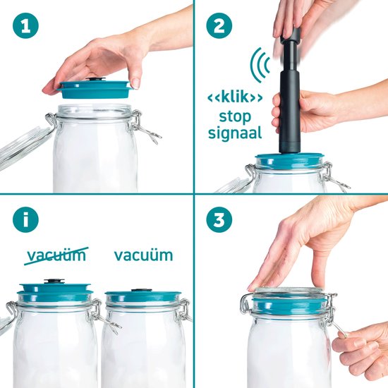 Set de Bocaux à conserves sous vide Kilner ® & Airtender – 1,0 L – 3 pièces avec pompe à vide – Conserve la fraîcheur 5 fois plus longtemps, fermentation et conservation plus rapides