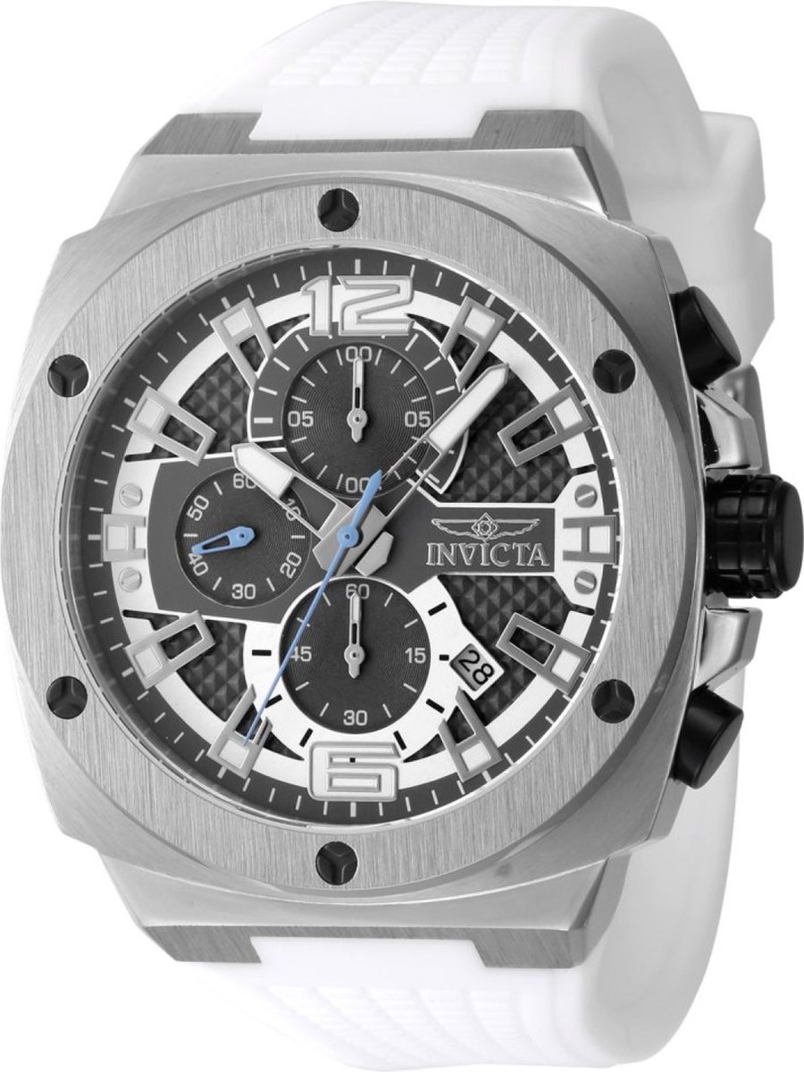 Invicta Racing 48163 Heren Horloge - Waterdicht - Analoog - Quartz Uurwerk - Roestvrij Staal met grijze Wijzerplaat - 47mm