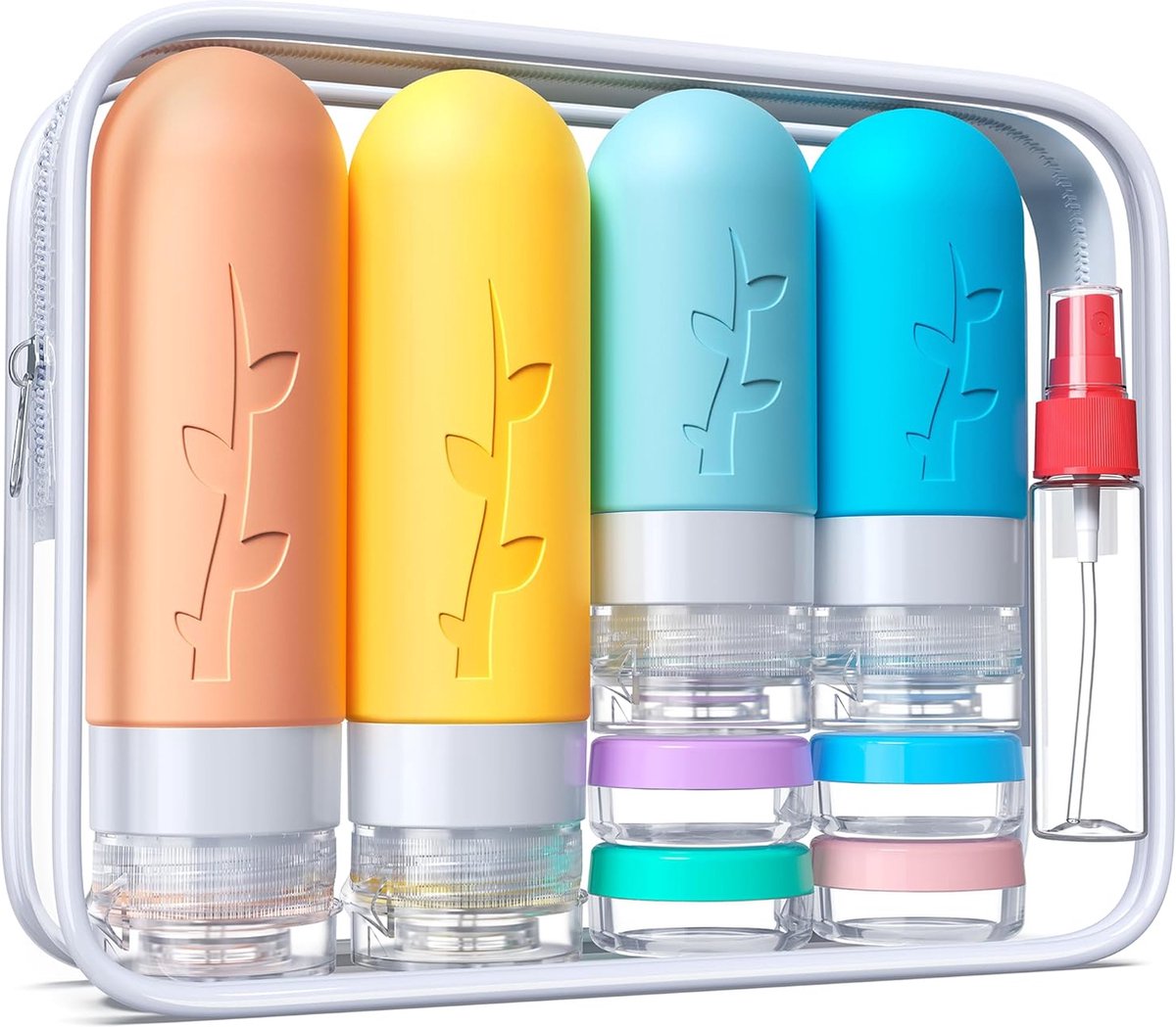 Goedkoopste Inovra ® Handige Reisset van 18 Herbruikbare Siliconen Flessen voor Vloeistoffen