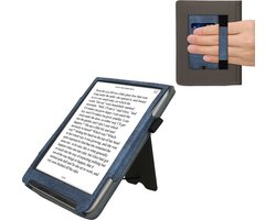 kwmobile flip cover voor e-reader - geschikt voor Pocketbook InkPad 4/Color 3/2 / Vivlio InkPad 4/Color 3 - Van imitatieleer en -suède - In donkerblauw / donkergrijs