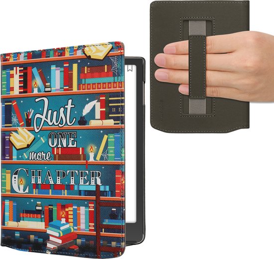 kwmobile e-reader hoesje geschikt voor Pocketbook InkPad 4 / Color 3 / Color 2 / Vivlio InkPad 4 / InkPad Color 3 hoes - E reader flip case met magneetsluiting - Ereader cover - bibliotheek design in meerkleurig van Merkloos — afbeelding 5