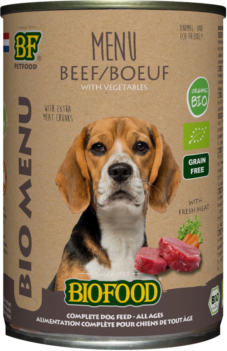Bf Organic Menu 400 g - Hondenvoer - Rund Blik