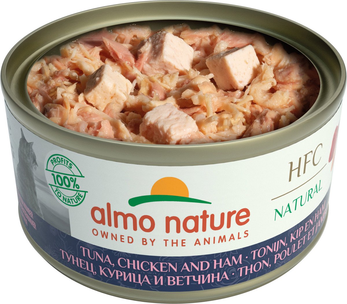 Almo Nature HFC Natural Kattenvoer Nat Blikje Tonijn&Kip&Kaas 70 gr