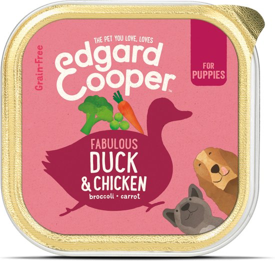Edgard & Cooper Kuipje Honden Natvoer Puppy Hondenvoer Eend - Kip 150 gr