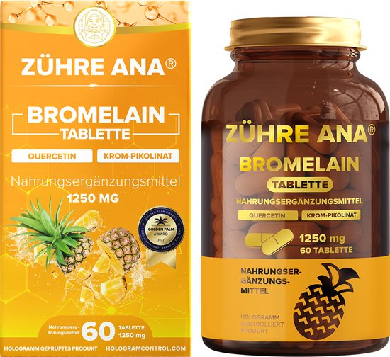 Zühre Ana Bromelain 60 comprimés - 1250 mg de bromélaïne, quercétine, picolinate de chrome et Vitamine C