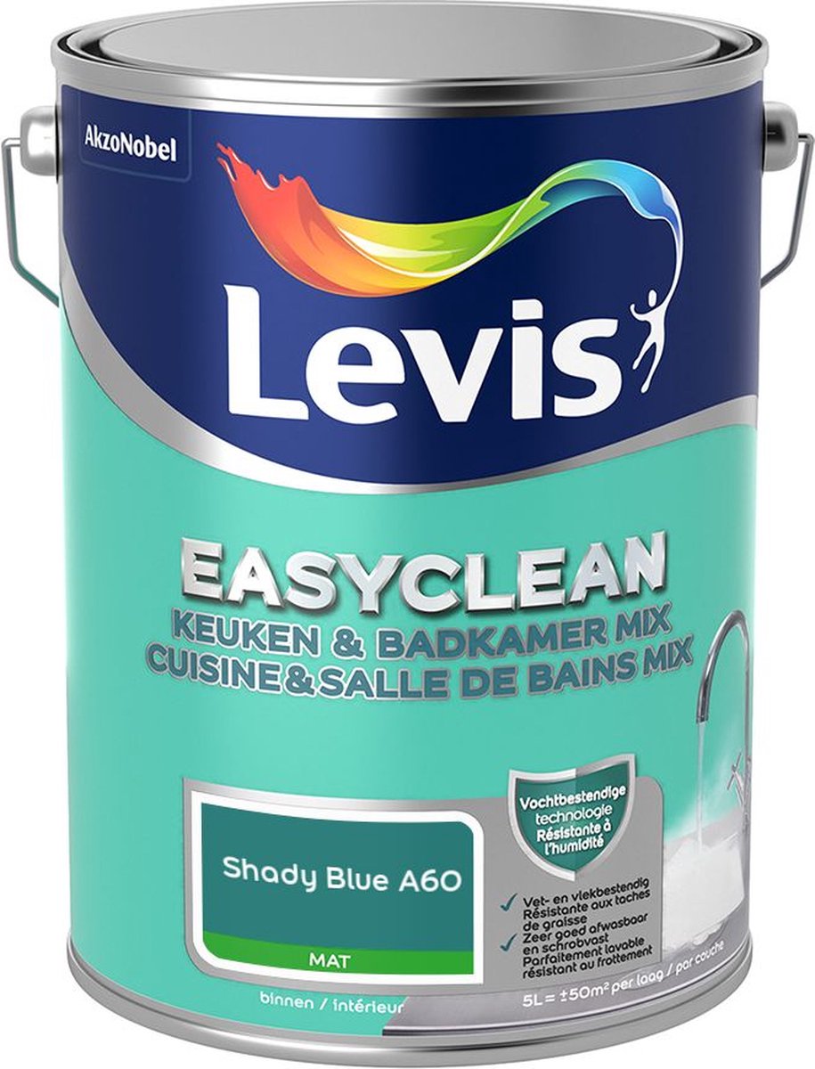Levis - Easyclean Keuken & Badkamer Mix - Shady Blue A60 - Mengverf - 5 L