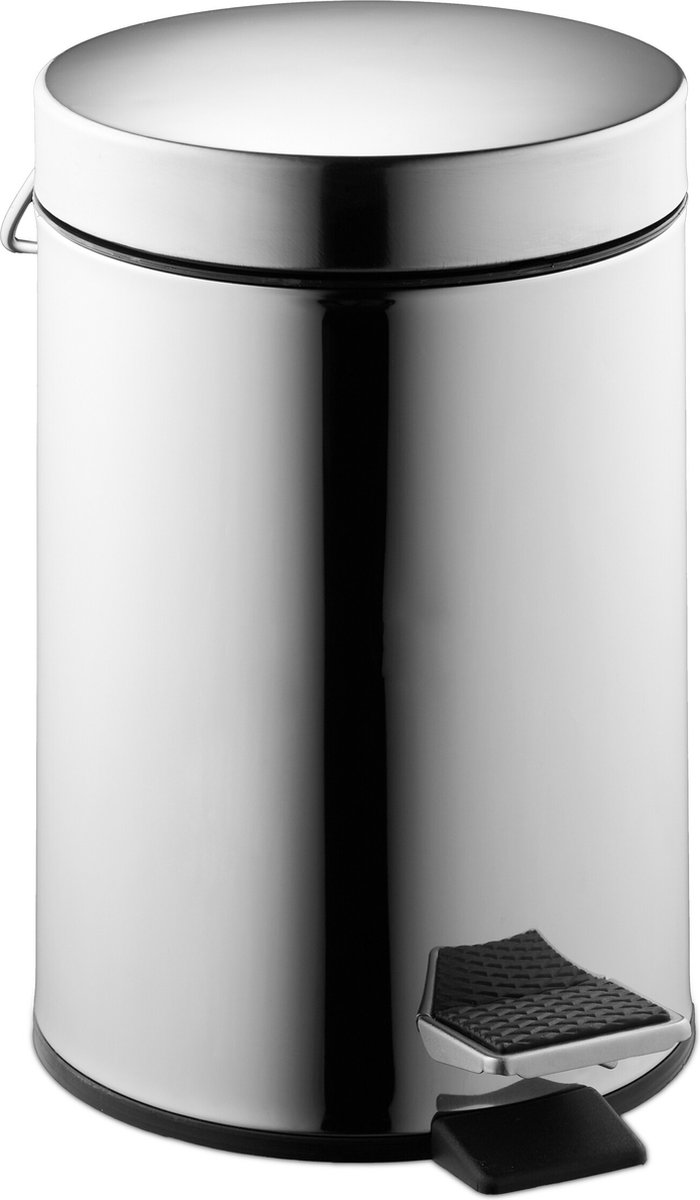 pedaalemmer badkamer - 3 liter - glanzend rvs - binnenemmer - toilet - zilver