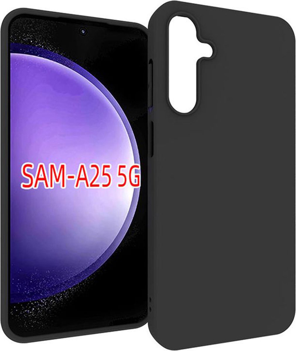 MobyDefend Hoesje - Geschikt voor Samsung Galaxy A25 - TPU Backcover - Mat Zwart