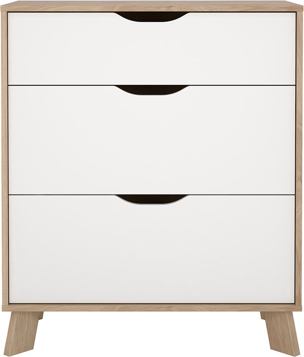 Ikast kommode 3 lades eiken decor, wit.