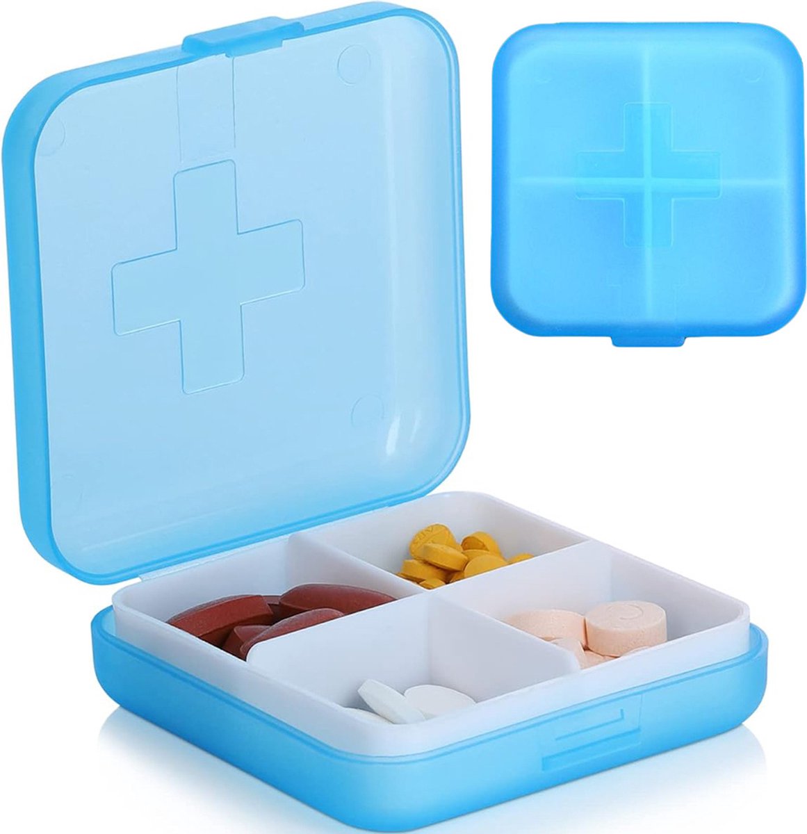 Goedkoopste Medicijnendoosje I Pillendoosje I Pillendoos I 4 vakken I Verzegeld I Blauw