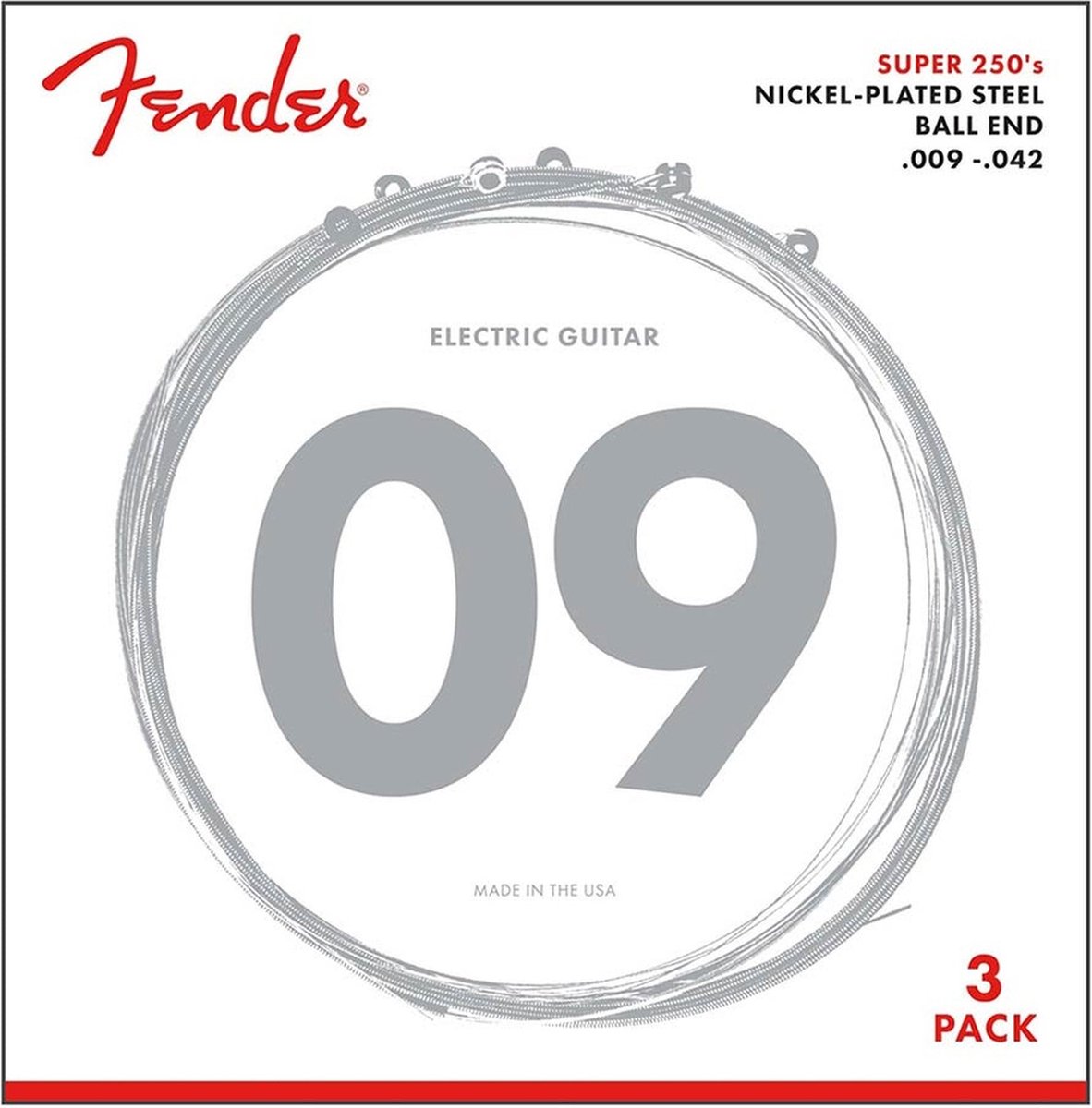 Fender F-250L-3 Super 250s elektrische gitaarsnaren – 3-pack (009-042)