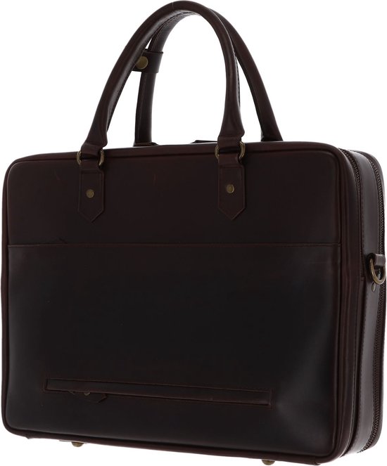BUCKLE & SEAM Cuir Sac de bureau Sac d'ordinateur portable pour ordinateur portable Albert Dot Laptopbag Brown Marron foncé