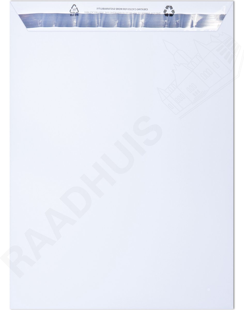 Raadhuis mail-envelop - 235x310mm - transparant - met plakstrip - 50 stuks