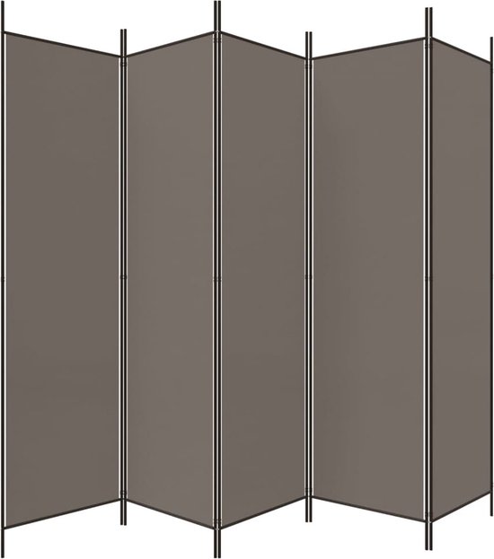 vidaXL Séparateur de pièce 5 panneaux - 250 x 220 cm - Pliable - Anthracite - Séparateur de pièce