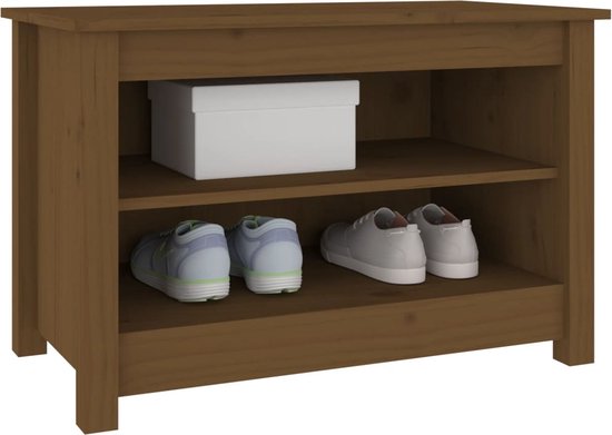 vidaXL Meuble à chaussures en pin massif marron miel Banc à chaussures - Meuble à chaussures - Bois de Grenoble - Meuble à chaussures en bois - Meubilair marron miel - Unité de rangement - Décoration intérieure