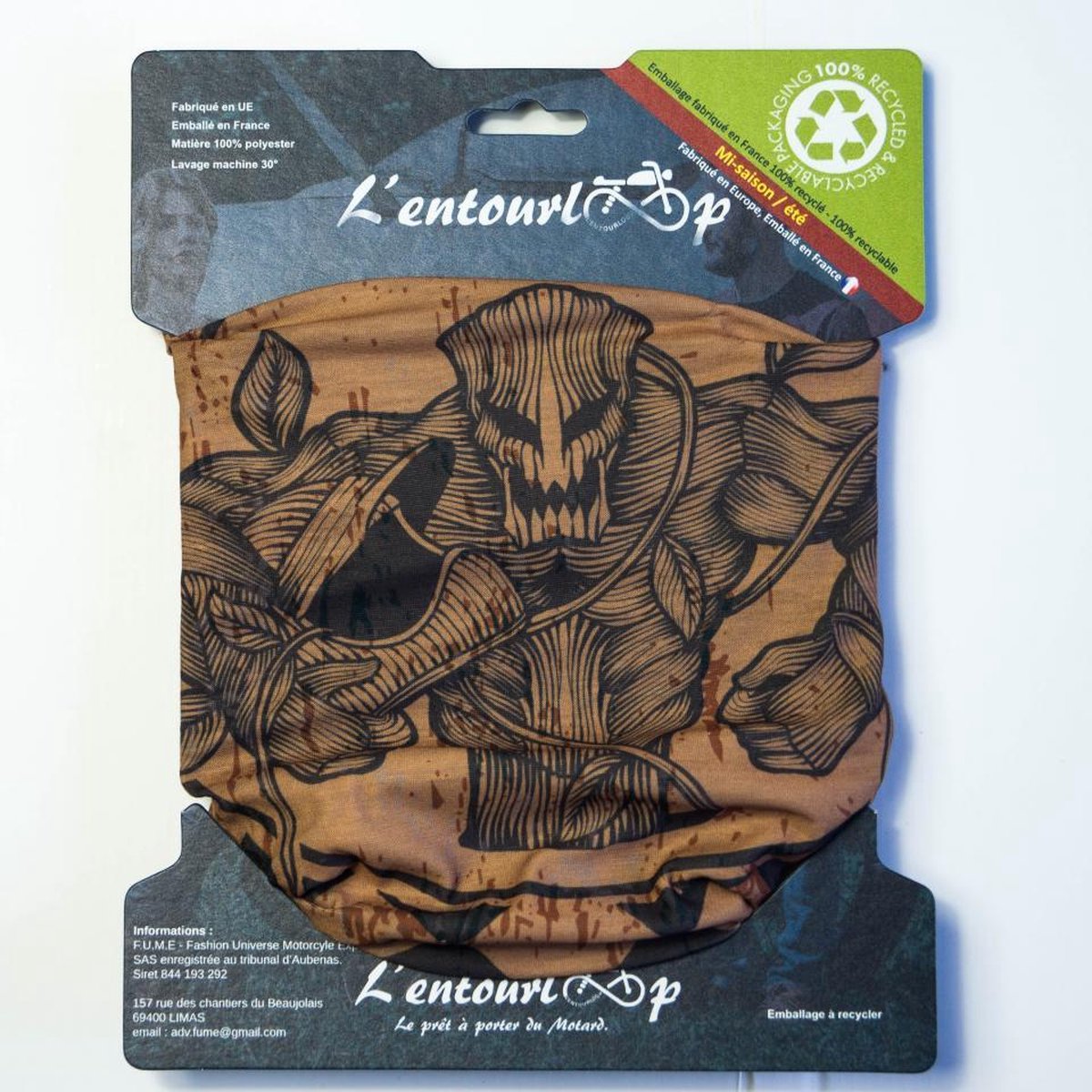 Tour de cou pour moto L'Entourloop Motorcycle Tree Of Life coloris orange 100% polyester