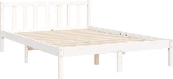vidaXL Bedframe 140x200 cm Wit Grenenhout Massief Grenenhouten Bed Frame - Wit Bed Frame - Bed Frame 140x200 - Tweepersoons Bed Frame - Houten Bed Frame