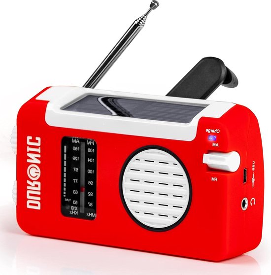 Oplaadbare Hybrid AM-FM Radio met USB Handslinger en Zonne-energie ...