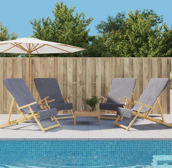 Serviettes de plage The Living Store - anthracite - 60 x 135 cm - tissu doux - antidérapantes - légères - lot de 4