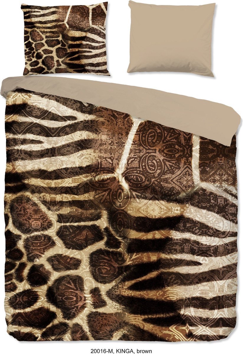 Pure Dekbedovertrek "dierenprint" - Bruin - (140x200/220 cm) - Microfiber