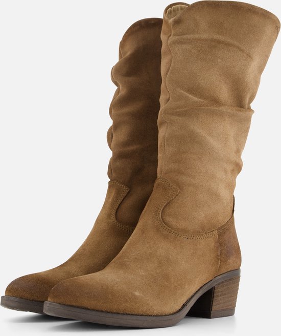 Aqa Hoge plooi laarzen taupe Suede - Dames - Maat 36 | bol
